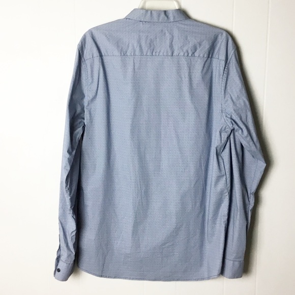 01.Algo Long Sleeve Button Shirt Men's Size L Tall Blue Slim - Picture 3 of 3